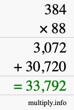 How to calculate 384 times 88 using long multiplication