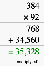 How to calculate 384 times 92 using long multiplication How to calculate 384 times 92 using long multiplication