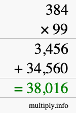 How to calculate 384 times 99 using long multiplication How to calculate 384 times 99 using long multiplication