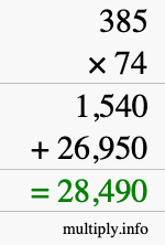 How to calculate 385 times 74 using long multiplication How to calculate 385 times 74 using long multiplication