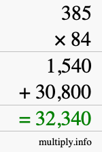 How to calculate 385 times 84 using long multiplication How to calculate 385 times 84 using long multiplication