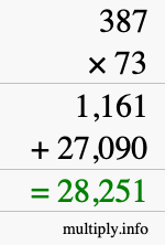 How to calculate 387 times 73 using long multiplication How to calculate 387 times 73 using long multiplication