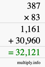 How to calculate 387 times 83 using long multiplication How to calculate 387 times 83 using long multiplication