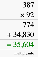 How to calculate 387 times 92 using long multiplication How to calculate 387 times 92 using long multiplication