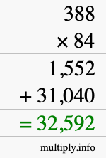 How to calculate 388 times 84 using long multiplication How to calculate 388 times 84 using long multiplication