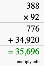 How to calculate 388 times 92 using long multiplication How to calculate 388 times 92 using long multiplication