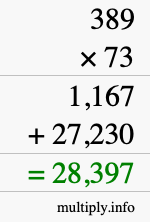 How to calculate 389 times 73 using long multiplication How to calculate 389 times 73 using long multiplication