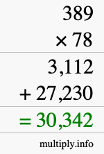 How to calculate 389 times 78 using long multiplication