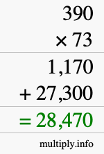 How to calculate 390 times 73 using long multiplication How to calculate 390 times 73 using long multiplication