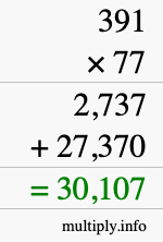 How to calculate 391 times 77 using long multiplication How to calculate 391 times 77 using long multiplication
