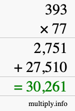 How to calculate 393 times 77 using long multiplication