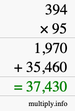 How to calculate 394 times 95 using long multiplication How to calculate 394 times 95 using long multiplication