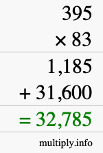 How to calculate 395 times 83 using long multiplication