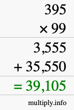 How to calculate 395 times 99 using long multiplication