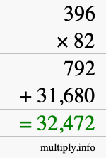 How to calculate 396 times 82 using long multiplication How to calculate 396 times 82 using long multiplication