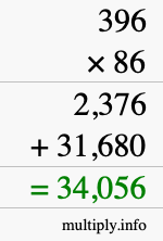 How to calculate 396 times 86 using long multiplication How to calculate 396 times 86 using long multiplication