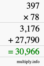 How to calculate 397 times 78 using long multiplication How to calculate 397 times 78 using long multiplication