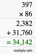 How to calculate 397 times 86 using long multiplication How to calculate 397 times 86 using long multiplication