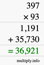 How to calculate 397 times 93 using long multiplication How to calculate 397 times 93 using long multiplication