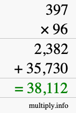 How to calculate 397 times 96 using long multiplication How to calculate 397 times 96 using long multiplication