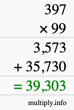 How to calculate 397 times 99 using long multiplication How to calculate 397 times 99 using long multiplication
