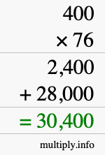 How to calculate 400 times 76 using long multiplication How to calculate 400 times 76 using long multiplication