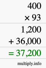 How to calculate 400 times 93 using long multiplication How to calculate 400 times 93 using long multiplication
