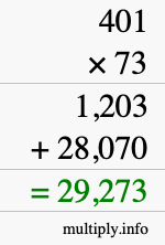 How to calculate 401 times 73 using long multiplication