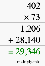 How to calculate 402 times 73 using long multiplication