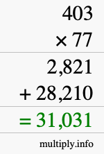 How to calculate 403 times 77 using long multiplication How to calculate 403 times 77 using long multiplication