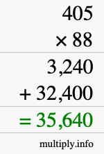 How to calculate 405 times 88 using long multiplication