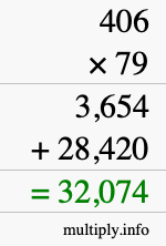 How to calculate 406 times 79 using long multiplication How to calculate 406 times 79 using long multiplication