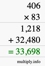 How to calculate 406 times 83 using long multiplication How to calculate 406 times 83 using long multiplication