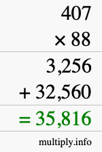 How to calculate 407 times 88 using long multiplication