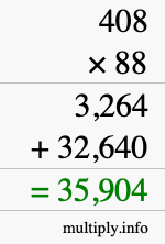 How to calculate 408 times 88 using long multiplication