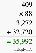 How to calculate 409 times 88 using long multiplication