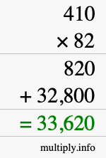 How to calculate 410 times 82 using long multiplication How to calculate 410 times 82 using long multiplication
