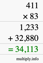 How to calculate 411 times 83 using long multiplication How to calculate 411 times 83 using long multiplication