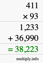 How to calculate 411 times 93 using long multiplication How to calculate 411 times 93 using long multiplication