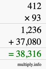 How to calculate 412 times 93 using long multiplication How to calculate 412 times 93 using long multiplication