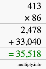How to calculate 413 times 86 using long multiplication