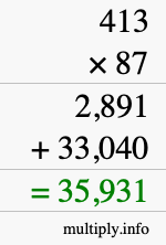 How to calculate 413 times 87 using long multiplication