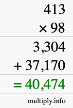 How to calculate 413 times 98 using long multiplication