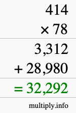 How to calculate 414 times 78 using long multiplication