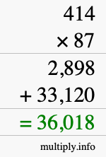 How to calculate 414 times 87 using long multiplication