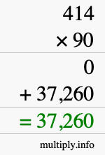 How to calculate 414 times 90 using long multiplication