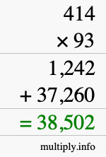 How to calculate 414 times 93 using long multiplication How to calculate 414 times 93 using long multiplication