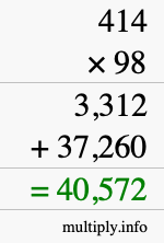 How to calculate 414 times 98 using long multiplication How to calculate 414 times 98 using long multiplication