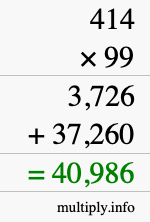 How to calculate 414 times 99 using long multiplication