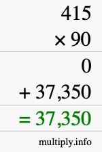 How to calculate 415 times 90 using long multiplication